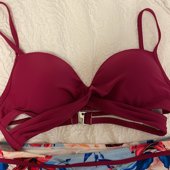 Cupshe Women's Bikini Set Wrap Mid Rise Cheeky Floral Swimsuit - Picture 7 of 7